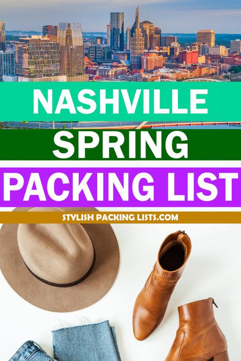 This is the perfect Nashville packing list if you're visiting in Spring (March, April and May). It covers what to wear in Nashville in Spring and everything you should pack without making your luggage too heavy. Nashville Weekend Packing List, How To Dress In Nashville, North Carolina Spring Outfits, Packing For Nashville Spring, Nashville Outfits May, Nashville Weekend Outfits, Nashville Spring Break, Nashville Outfits Spring 2024, Nashville Outfits April