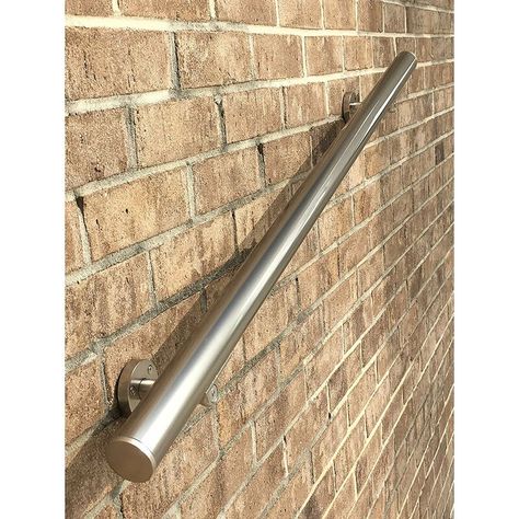 Aress 36" Anodized Handrail Aluminum Stairs Kit Stainless Steel Look & Reviews | Wayfair Stair Brackets, Aluminum Handrail, Stair Kits, Wood Handrail, Stainless Steel Handrail, Steel Handrail, Steel Stairs, Iron Balusters, Metal Stairs