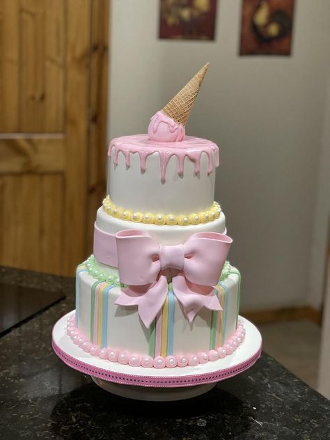 3 Tier Fondant Cake, Three Layer Cake Design, Double Layer Cake Designs Birthday, Double Tier Cake Design, Birthday Cake Three Tier, Double Layer Cake Design, Double Layer Birthday Cake, Double Tier Cake, 1st Birthday Cake Designs