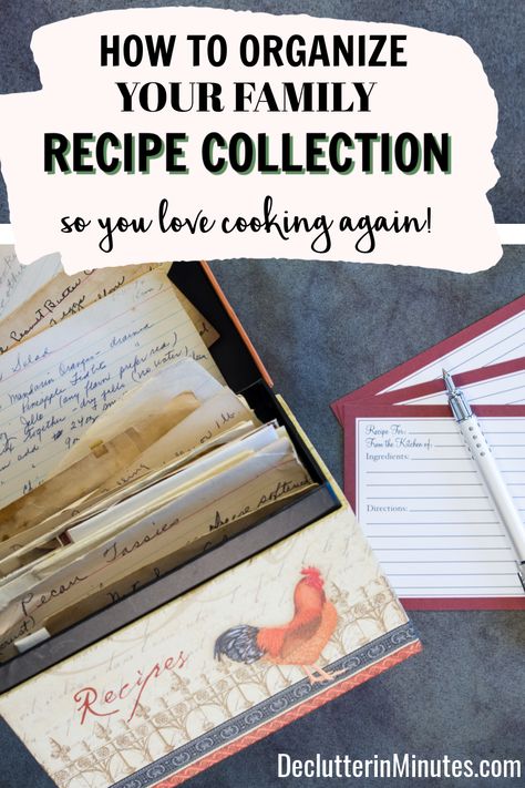 Best Way To Organize Recipes, Recipe Organization Ideas, Different Chili Recipe, Organize Recipes, Recipe Folder, How To Declutter, Kitchen Hacks Organization, Pecan Recipes, Recipe Binder