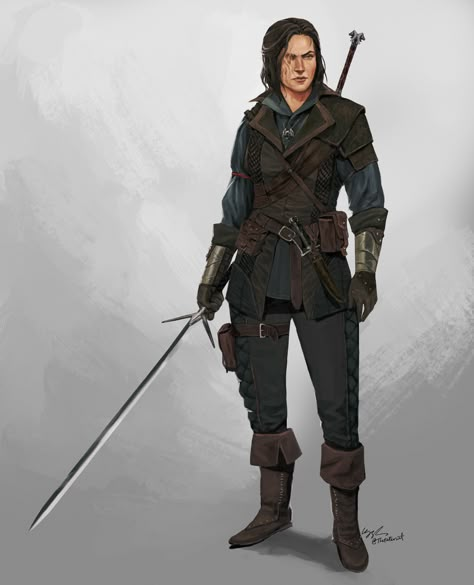 ArtStation - Witcher OC redraw, Lyz Dy (@thetaterart) Witcher Character Art, Witcher Oc, Blood Hunter, D&d Minis, Witcher Art, Fantasy Role Playing, Female Knight, Fantasy Collection, Concept Art Character