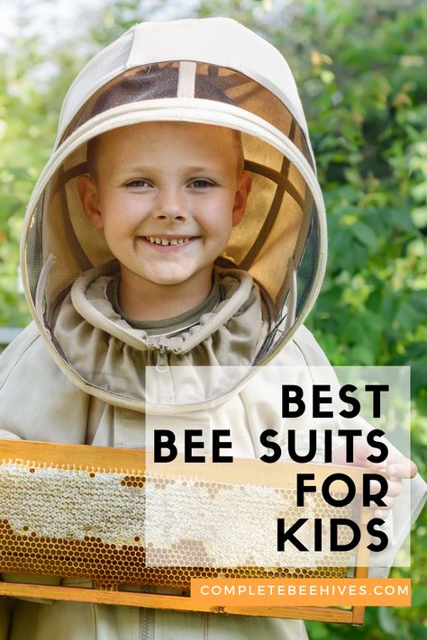 Beekeeping is a family hobby!  Click here for a guide on how to find the best bee suit for a child.  Including photos and reviews. Bee Yard, Types Of Veils, Different Bees, Beekeeping Suit, Bee Suit, Bee Keeping Supplies, Bee Farm, Round Hat, Bee Sting