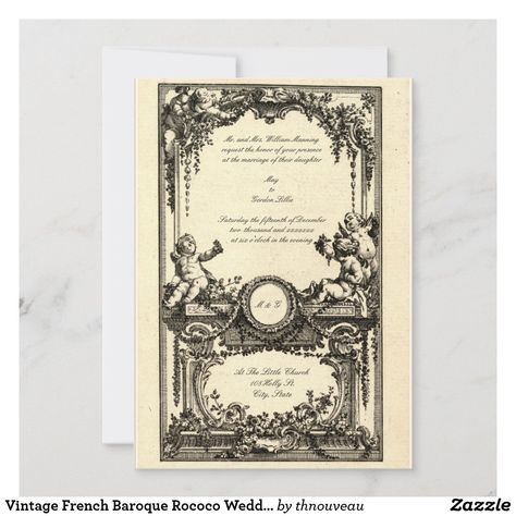 Rococo Wedding, Baroque Wedding, French Baroque, Invitation Examples, Wedding Invitation Size, Goth Wedding, Wedding Invitations Zazzle, Baroque Pattern, Vintage Invitations