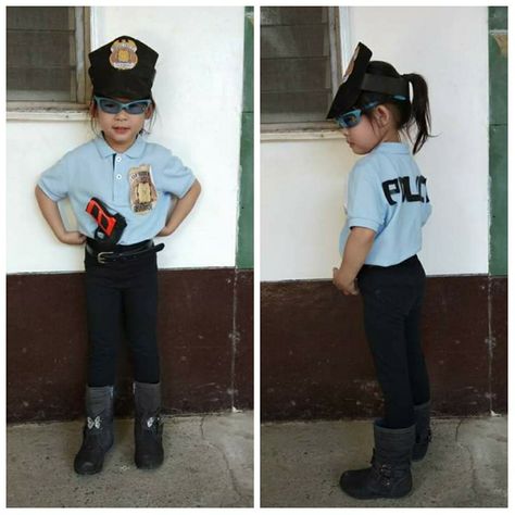 Police Diy Costume, Diy Police Costume Kids, Police Costume Diy, Diy Cop Costume, Cop Costume Diy, Kids Police Costume, Diy Girls Costumes, Sheriff Costume, Police Officer Costume