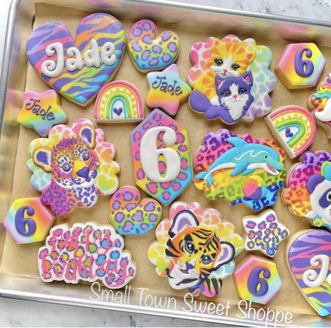 Lisa Frank Cake Pops, Lisa Frank Cookies Decorated, Lisa Frank Cupcakes, Lisa Frank Themed Party, Lisa Frank Cookies, Lisa Frank Birthday Party Decorations, Lisa Frank Party Ideas, Lisa Frank Birthday, Lisa Frank Party