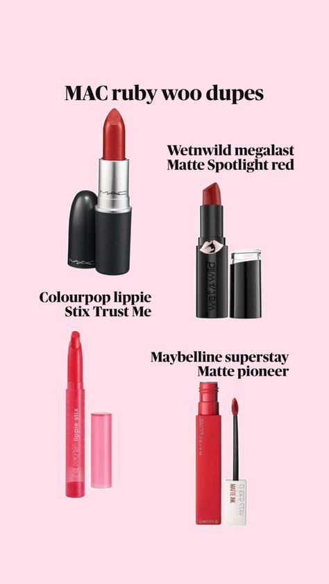 Mac Ruby Woo, Make Up Tricks, Ruby Woo, Nails Makeup, Makeup Inspo, Lip Makeup, Maybelline, Makeup Tips, Beauty Makeup