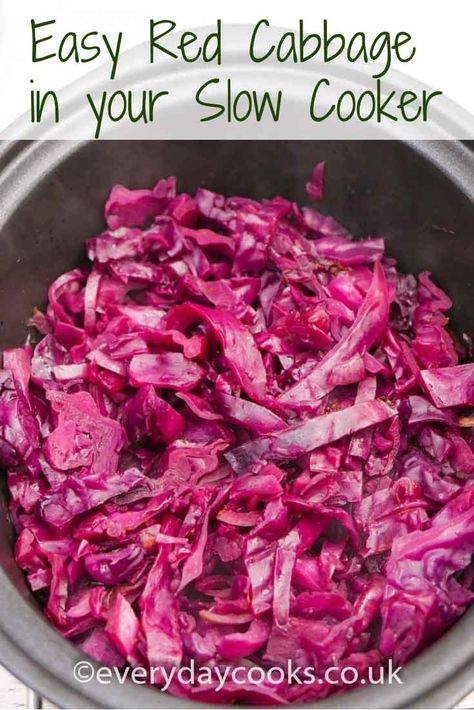 Crockpot Red Cabbage, Slow Cooked Red Cabbage, Red Cabbage Crockpot Recipes, German Red Cabbage Recipe Slow Cooker, How To Cook Red Cabbage, Sausage And Cabbage Recipes, Slow Cooker Red Cabbage, Purple Cabbage Recipes, Cooked Cabbage Recipes