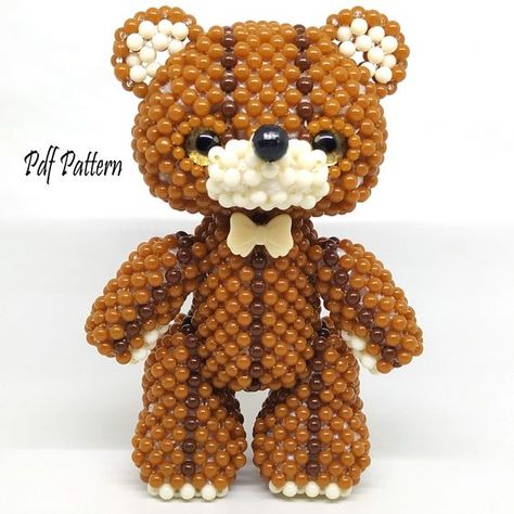 Beading Tutorial Pattern: Teddy Bear #BeadingPatterns #BeadingPatternsFree #BeadingPatternsFreeTutorials 3d Beaded Patterns, 3d Beaded Animals Patterns, Pattern Teddy Bear, Drawing Patterns, Computer Drawing, Drawing Pattern, Beads Pictures, Seed Bead Tutorial, Beading Tutorial