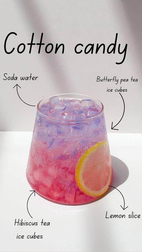 Good Drinks To Make At Home Non Alcoholic, Non Alcoholic Drinks Recipes, Weird Drinks, Fun Drink Recipe, Butterfly Pea Tea, Iced Drinks Recipes, Homemade Cookbook, Drink Recipes Nonalcoholic, Refreshing Drinks Recipes