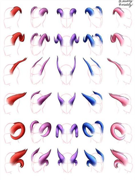 Horns multi references Tiefling Horn, Renfaire Cosplay, Nerium Oleander, Demon Horns, Fantasy Things, Belle Delphine, Style Sheet, Anatomy Poses, Dragon Head