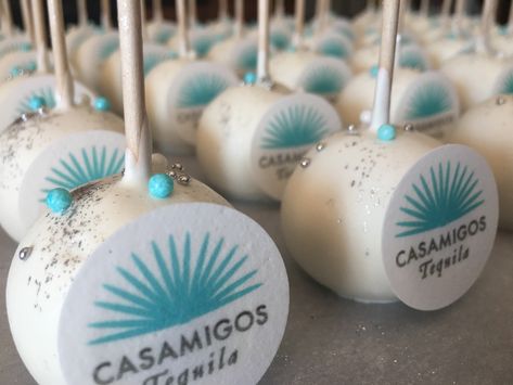 Casamigos Tequila Cake Pops  @bitesbybrandi bitesbybrandi@gmail.com Casamigos Cake Ideas, Casa Amigos Tequila Cake, Casamigos Party Decor, Casamigos Themed Party, Casamigos Birthday Theme, 30th Birthday Cake Pops, Tequila 30th Birthday, Casamigos Bachelorette, Casamigos Cake