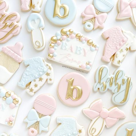 Gender Reveal Cookies Decorated, Cookie Gender Reveal, Gender Reveal Sugar Cookies, Design Cookies, Star Gender, Baby 2024, Baby Reveal Cakes, Fun Pregnancy Announcement, Gender Reveal Cookies