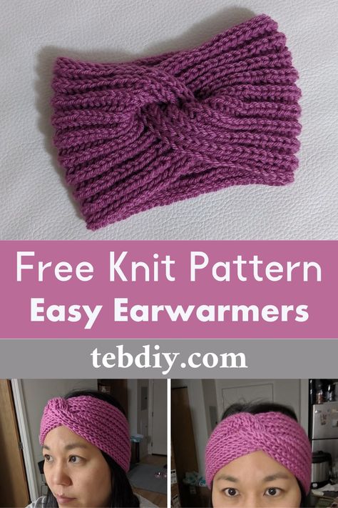 Knit Twist Headband Patterns With A Modern Look Headband Knitting Patterns, Knit Twist Headband, Free Headband Patterns, Earwarmer Knitting Patterns, Chunky Knit Headband, Knitted Headband Free Pattern, Headband Knitting, Knitted Headbands, Knit Headband Pattern