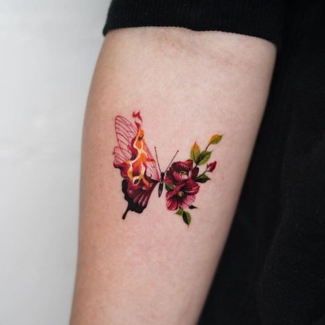 Minimalist Fire Tattoo, Fire Tattoo Ideas, Chameleon Tattoo, Butterfly Neck Tattoo, Greek God Tattoo, Thistle Tattoo, Poppy Flower Tattoo, Unique Butterfly Tattoos, Small Shoulder Tattoos