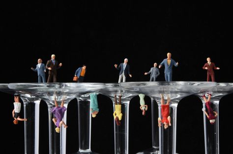 Corporate Hierarchy, Breaking The Glass Ceiling, Corporate Ladder, Vantage Point, A Barrier, Broken Glass, Miniature Figures, Girl Talk, Glass Ceiling