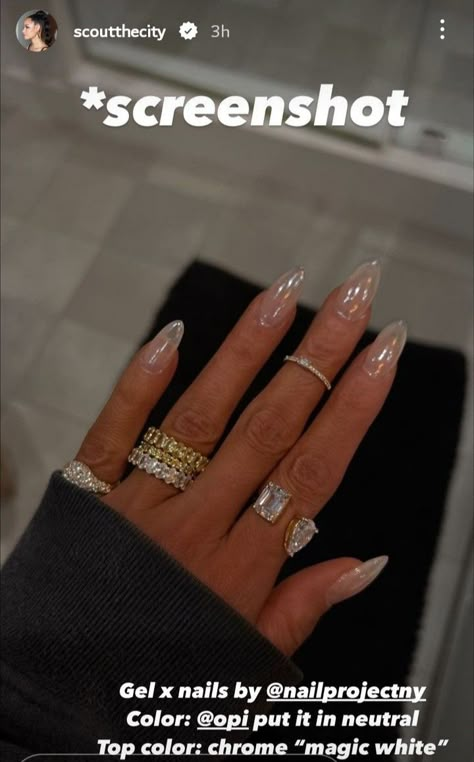 Chrome Pearl Nails, Sheer Nails, Clear Acrylic Nails, September Nails, Minimal Nails, Almond Acrylic Nails, Pearl Nails, Glass Nails, Glam Nails