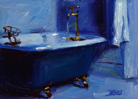 Where, How, and Why to Add a Signature to Your Paintings Bathtub Painting, Beautiful Bathtubs, Wall Painting Art, Bath Art, Blue Poster, Acrylic Painting Techniques, Things To Paint, Big Art, A Level Art