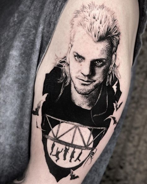 Lost Boys Tattoo, Vampire Tattoos, Boys Tattoo, Fandom Tattoos, Horror Tattoos, Vampire Tattoo, Horror Movie Tattoos, Shin Tattoo, Hp Tattoo