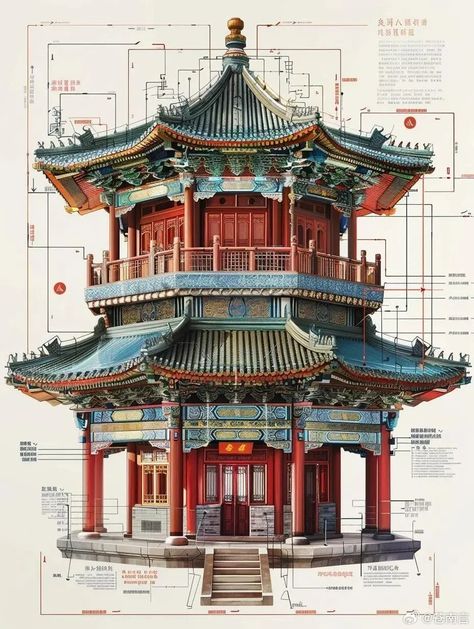 Japanese Architecture Design, China Building Drawing, Ancient Asian Architecture, Japanese Building Art, Different Architecture Styles, Chinese Building Drawing, Ancient Japanese House, Taiwanese Architecture, Traditional Chinese Buildings