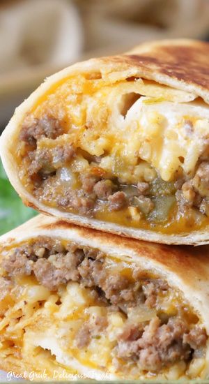 Taco Ideas Ground Beef, Burrito Filling Ground Beef, Taco Burritos Ground Beef, Nacho Cheese Beef Burritos, Ground Beef And Cheese Burritos, Beef Burritos With White Cheese Sauce, Beefy Cheesy Burritos, Cheesy Potato Burritos, Baked Burritos Beef