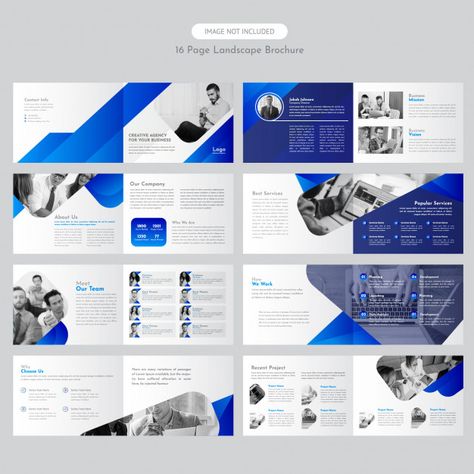 Company landscape brochure | Premium Vector #Freepik #vector #brochure #business #template #marketing Digital Marketing Brochure Design, Flyer Design Business, Digital Marketing Logo, Company Brochure Design, Digital Brochure, Yearbook Layouts, Business Brochure Design, Technology Posters, Corporate Brochure Design