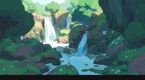 Cool Environments, Scenery Concept Art, Jungle Concept Art, Background For Animation, Environment Study, Jungle Drawing, Environmental Artwork, Game Background Art, French Wall Art