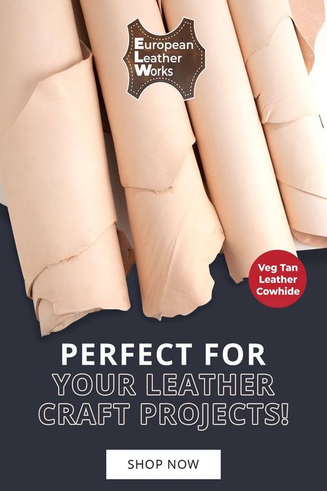 European Leather Works carries a full range of Vegetable Tanned Leather from 2/3 oz to 13/15 oz (1-6mm) thickness precut in sizes from 6" up to full hides. We make it easy to finish your leather project with great quality leather at a great value. All shipped for free from California. Leathercraft Projects, Leather Tanning, Glowforge Projects, Survival Knots, Glow Forge, Leather Jewelry Making, Purse Ideas, Leather Working Patterns, Leather Tooling Patterns