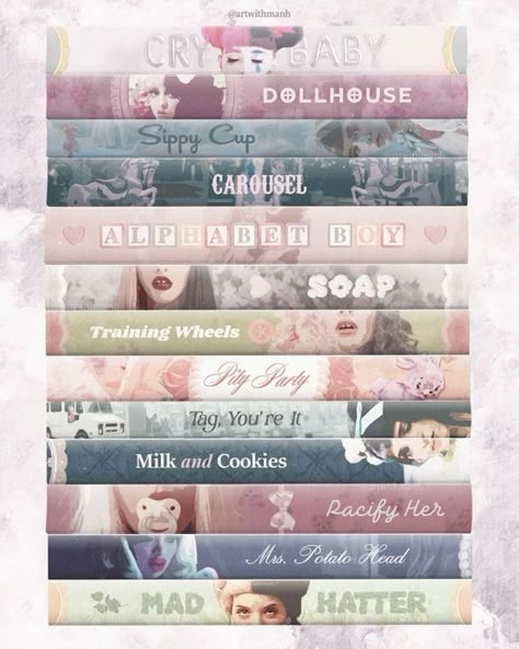 Melanie Martinez Book, Cry Baby Album, Melanie Martinez Lyrics, Melanie Martinez Songs, Book Spines, Melanie Martinez Drawings, Melanie Martinez Photography, Make A Book, Pity Party