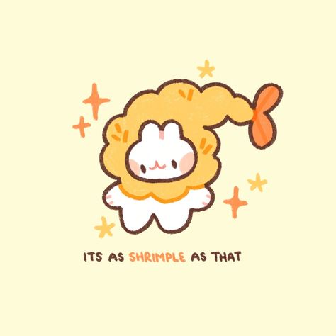 its as shrimple as that 🍤 tempura bunny!! love this silly lil guy :333 #shrimple #shrimpfriedrice #bunnyart #bunnyartist #cutearteveryday #kawaiiart #funnyart #ashrimpfriedthisrice Chibi Food Animals, Tempura Drawing, Silly Illustration, Silly Lil Guy, Animal Chibi, Cute Mascot, Chibi Food, Cat Doodle, Illustration Cute