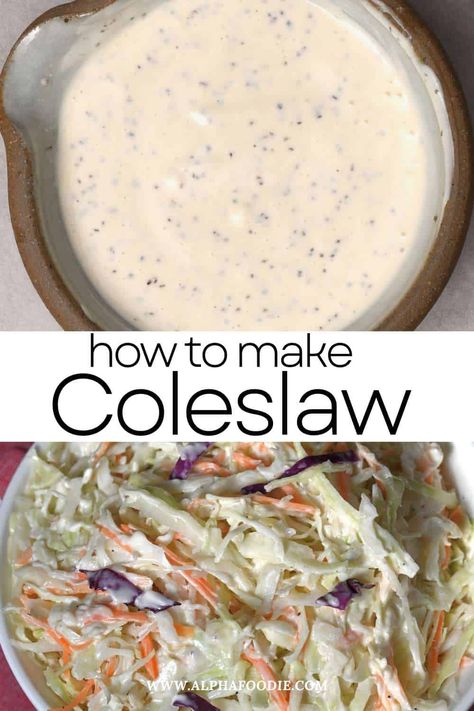 Barbecue Slaw Recipe, How To Make Coleslaw, Coleslaw Dressing Recipe, Homemade Slaw, Beef Pasta Recipes, Easy Coleslaw, Slaw Dressing, Coleslaw Recipe Easy, Bbq Side Dishes