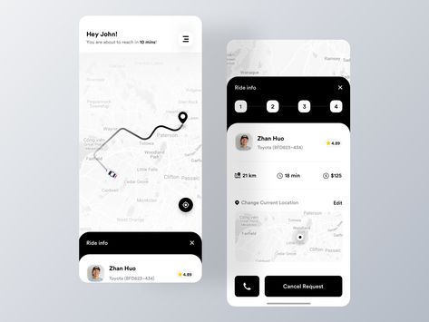 Ride Share App Design by Dibbendo Pranto ✪ Minimal App Design, Ride App, Desain Ux, App Map, Ui Design Mobile, Car App, Ui Ux 디자인, Android App Design, Ios App Design