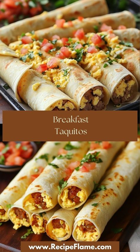 Breakfast Taquitos are crispy, cheesy, and perfect for mornings! My family loves them, and they’re always a hit with friends—quick, delicious, and gone in minutes! Breakfast Taquitos Baked, Epic Breakfast Ideas, Salty Brunch Ideas, Breakfast Tacos Easy, Individual Breakfast Ideas, Breakfast Menu Ideas Restaurant, Finger Breakfast Foods, Easy Breakfast Ideas On The Go, Mexican Food Breakfast