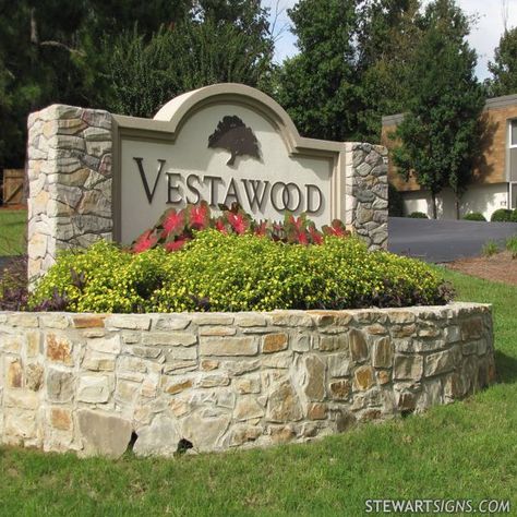 Neighborhood Signage, Subdivision Entrance, Church Building Plans, Tudor House Exterior, Monument Signage, School Signage, Entrance Signage, Front Porch Steps, Monument Signs