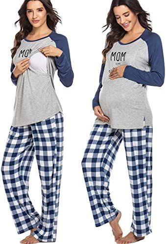 Pregnancy Pjs, Diy Nursing Clothes, Big Pant, Nursing Pajama Set, Maternity Nursing Pajamas, Pajama Set Long, Pjs Set, Nursing Pajamas, Maternity Pajamas