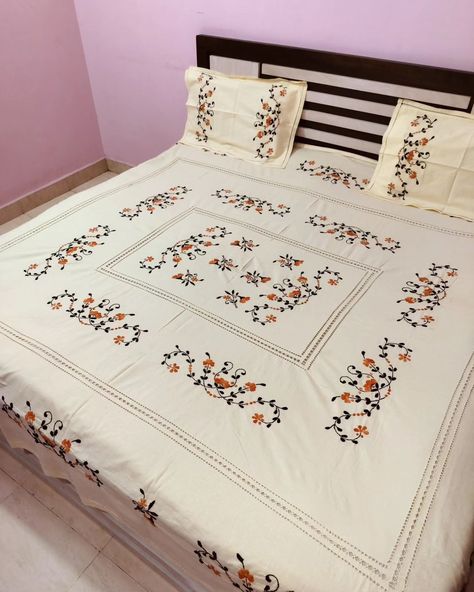 Hand embroidery bedsheet with HAND CUTWORK cotton fabric bedsheet Queen size double bedsheet with two pillow cover 90*105 Cream off white colour 1700/- free shipping all over india No cash on delivery 7710863253 #reels #handembroiderybedsheet #handembroidery #handembroidered #handmadecrafts #handloom #gift #giftideas #bedsheetgift #like #fyp #likesforlike #follow #kathawork Bedsheet Embroidery Design Handmade, Handmade Bedsheet, Hand Embroidery Bedsheet, Hand Embroidered Bedspread, Handmade Bed Sheets, Embroidery Bedsheet, Bed Sheet Painting Design, Butterfly Wedding Theme, Bed Cover Design