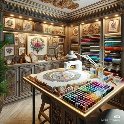 Artist Studio Workspaces, Tiny Craft Room, Cozy Hobby Room, Arts And Crafts Room, Hobby Room Design, Dream Art Room, Small Craft Rooms, Art Studio Space, Art Studio Room