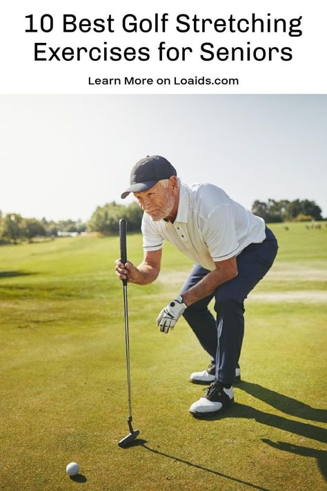 Looking for the best golf stretching exercises for seniors to warm up before you hit the links? Check out these 10 great stretches to try! Golf Stretches Men, Golf Stretches, Great Stretches, Best Stretching Exercises, Stretches Before Workout, Exercises For Seniors, Golf Stretching, Golf Fitness, Hiit Program