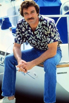 Tom Selleck, wearing an 'aloha shirt,' played a Hawaii-based private investigator in "Magnum, P.I.' from 1980 to 1988. Jesse Stone, Through The Decades, Magnum Pi, Tom Selleck, Party Mode, Actrices Hollywood, Blue Bloods, Sophia Loren, Elizabeth Taylor