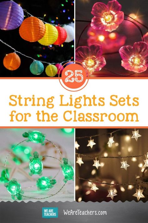 The Best Classroom String Lights Sets You Can Buy on Amazon Using Lights In Classroom, Classroom Lights Ceilings, Fun Classroom Lighting, Lights In Classroom Hanging, Classroom Twinkle Lights, Classroom Alternative Lighting, Twinkle Lights In Classroom, Classroom Ceiling Lights, Fairy Lights Classroom Decor