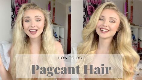 Straight Pageant Hairstyles, How To Do Pageant Hair, Curly Pageant Hair, Pageant Hair Medium Length, Pageant Hair For Teens, Big Pageant Hair, Pageant Curls, Beauty Pageant Hair, Glitz Pageant Hair