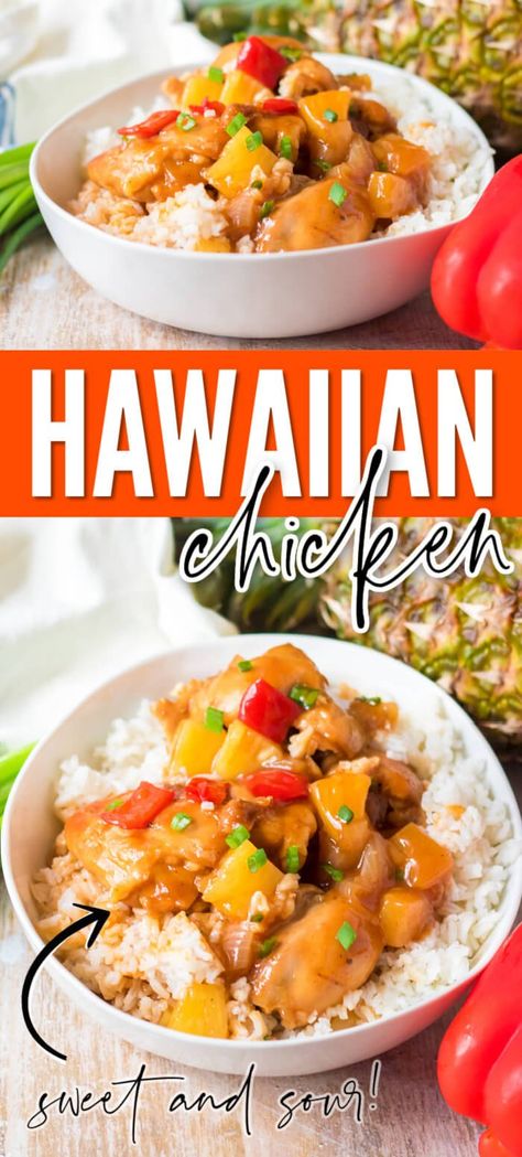 Hawaiian Chicken Hawaiian Chicken Baked Easy, Hawaiian Chicken Casserole, Hawaiian Chicken Bake, Instapot Hawaiian Chicken, Hawaiian Chicken Bowl Recipe, Easy Hawaiian Chicken, Instant Pot Hawaiian Chicken, Slow Cooker Hawaiian Chicken, Hawaiian Chicken Recipe