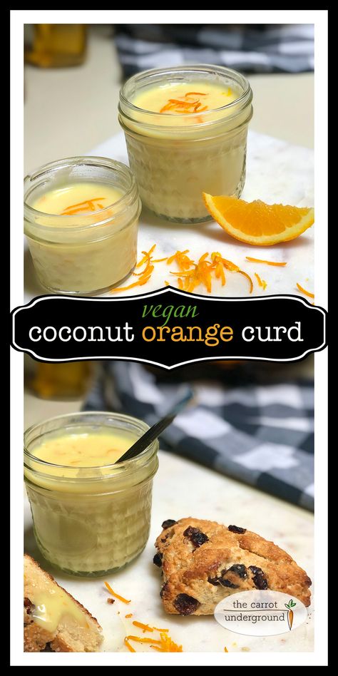 Coconut Curd Filling, Healthy Curd Recipes, Vegan Orange Desserts, Vegan Orange Curd, Vegan Spreads, Baked Scones, Vegan Pies, Vegan Lemon Curd, Orange Curd