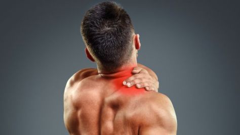 A man stretching. How To Stretch Your Traps, Trapezoid Muscle Stretch, Stretches For Traps, Trap Muscle Stretch, Stretches For Trapezius Muscle, Tight Trapezius Neck Pain, Trap Stretches Neck Pain, Traps Stretch, Trap Stretches