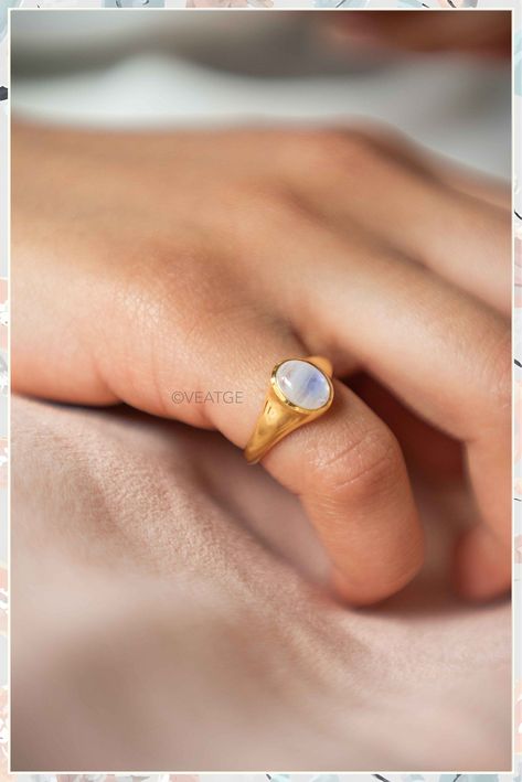 Discover 8 unique ideas for handmade signet rings with expert tips and inspiration in this curated collection. From classic designs to modern twists, find the perfect statement piece for your style. Handcrafted with care, these signet rings are sure to elevate any look. Moonstone Signet Ring, Minimalist Moonstone Ring, Pinky Ring Aesthetic, Signet Rings Women Vintage, Pinky Ring For Women, Pinky Ring Gold, Pinky Rings For Women, Pinkie Ring, Gold Moonstone Ring