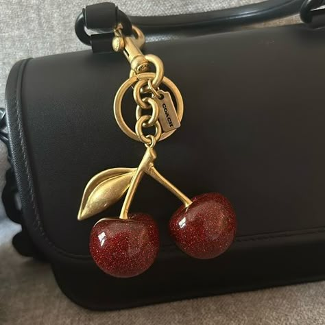 Coach Cherry Bag Charm. No flaws. Charm Aesthetic, Cherry Bag, Cherry Charm, Coach Accessories, Coach Bag, Bags And Shoes, Designer Bag, Coach Bags, Hijab Fashion