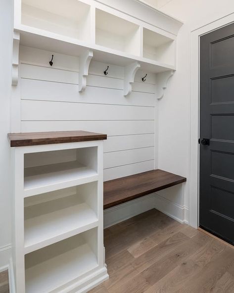 Austin Robertson on Instagram: “Every house needs a cute mudroom bench and drop zone area with cubbies!🤩🙌 This one is extra cute with the shiplap wall detail, custom made…” Cute Mudroom, Wall Detail, House Needs, Mudroom Decor, Mudroom Laundry Room, Shiplap Wall, Mudroom Design, Drop Zone, Hallway Storage