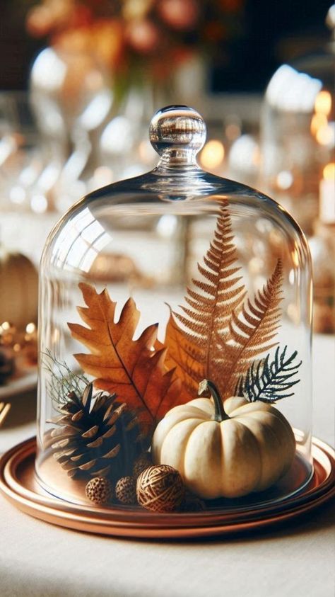 Thanksgiving Cloche Ideas, Harvest Home Decor, Diy Fall Party Decor, Rustic Centerpiece Ideas, Thanksgiving Table Centerpiece Ideas, Thanksgiving Decor Diy, Diy Thanksgiving Decor, Thanksgiving Decorations For Home, Natural Christmas Decorations