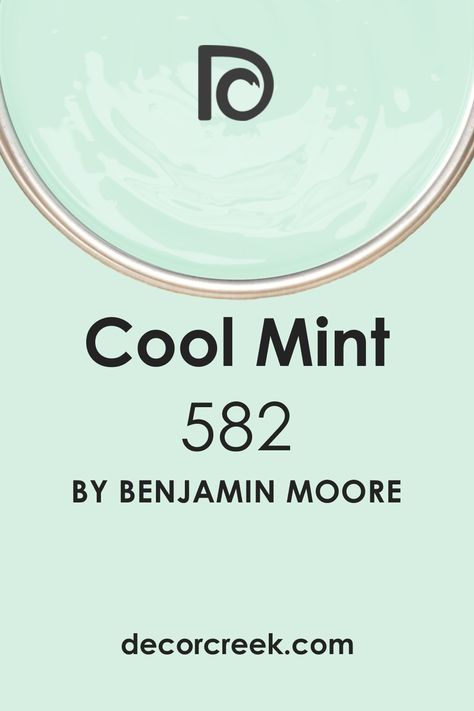 Cool Mint 582 Paint Color by Benjamin Moore Mint Green House Exterior Color Schemes, Mint Green Complimentary Colors, Mint Green Paint Color, Nutcracker Colors, Mint Paint Colors, Green Bathroom Paint, Mint Green Bathrooms, Painting Rooms, Mint Green Bedroom