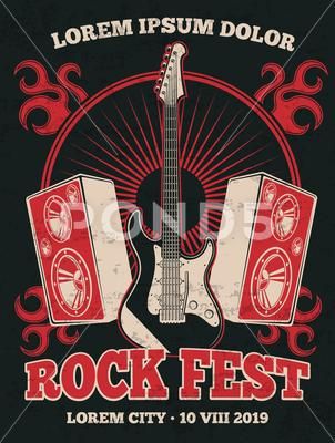 Rock Music Festival, Rock Fest, Guitar Posters, Rock Band Posters, Vector Poster, Music Festival Poster, Rock Vintage, Music Illustration, Rock Festivals