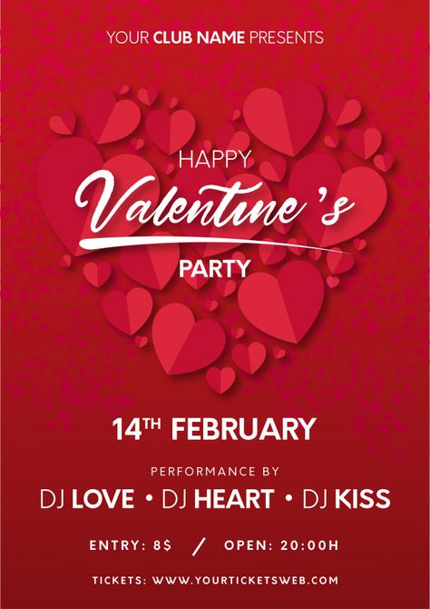 Valentine's party poster with hearts rea... | Free Vector #Freepik #freevector #freebackground #freeflyer #freeframe #freeposter Valentine's Day Poster Design, Selamat Hari Valentine, Pashmina Saree, Valentine Poster, Elegant Wedding Invitation Card, Business Brochure Design, Valentines Day Poster, Theater Design, Poster Wallpaper